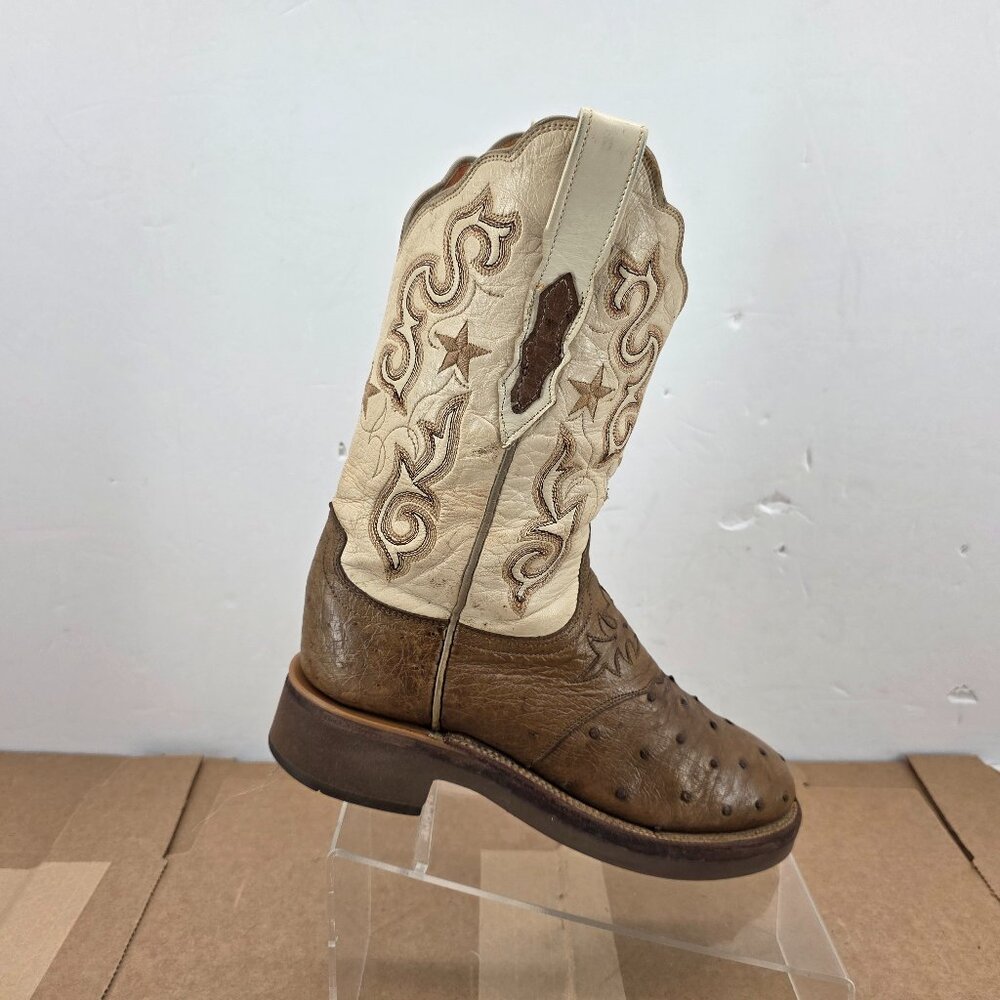 Lucchese Tan and Cream Heeled Boots